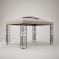 Pérgola de Jardim 300 x 300 x 270 cm em Aço e Poliéster Preto e Bege