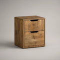 Mesa de Cabeceira Retangular com 2 Gavetas em MDF Castanho Carvalho, 45 x 40 x 55 cm