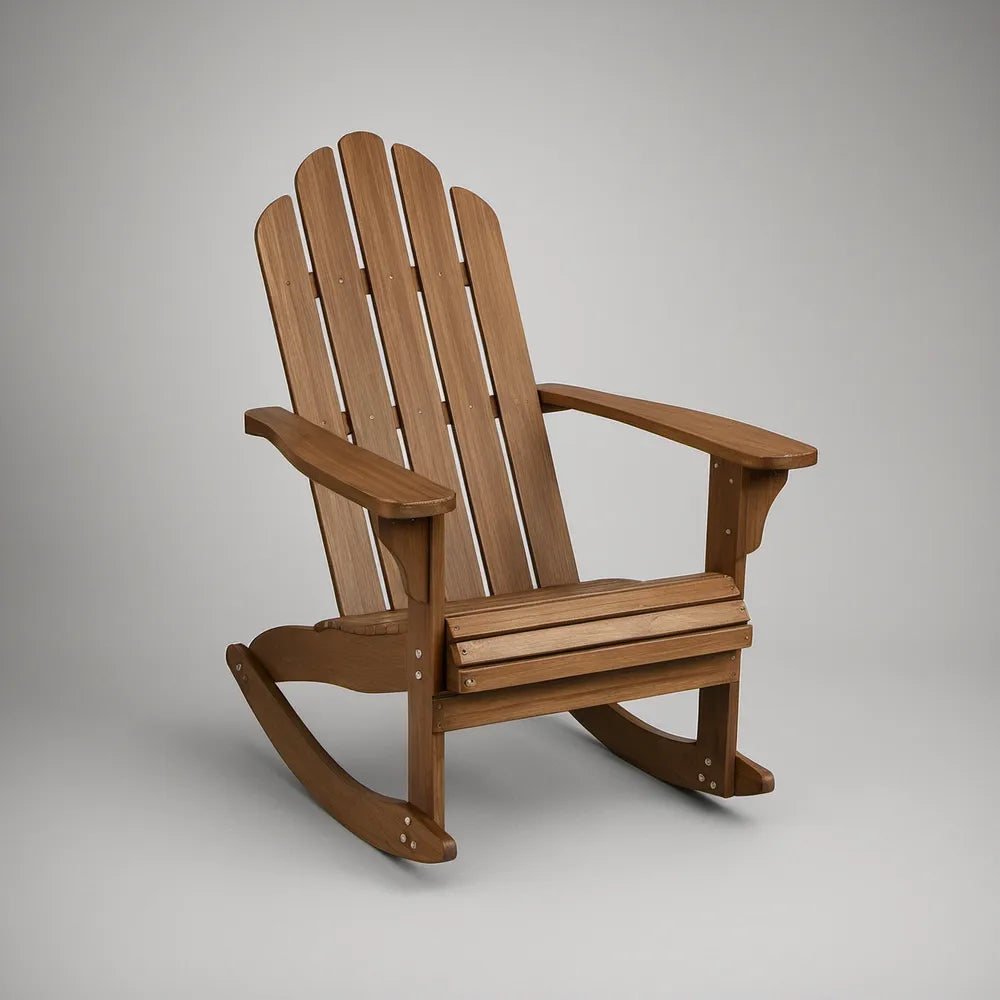 Cadeira de Baloiço Adirondack em Madeira Maciça Castanha, 79 x 92 x 99 cm