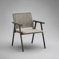 Cadeira de Exterior com Braços em Aço e Corda de Poliéster Bege e Preta 58 x 63 x 82 cm