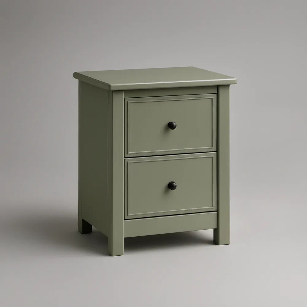 Mesa de cabeceira em MDF verde com 2 gavetas, 45 x 35 x 60 cm