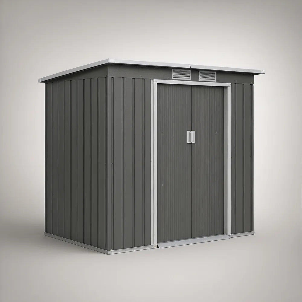 Abrigo de Jardim em Aço Galvanizado com Porta de Correr 213 x 130 x 185 cm Cinzento-Antracite
