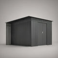 Abrigo de Jardim em Aço Galvanizado Antracite com Cobertura Lateral 277 x 191 x 192 cm